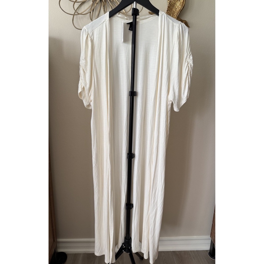Torrid‎ Duster Cardigan 2X Cream Open Front Lightweight Short Sleeve NWT